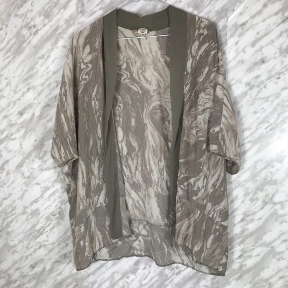 ARITZIA WILFRED 100% SILK KIMONO MARBLE PRINT GREY - Picture 2 of 7